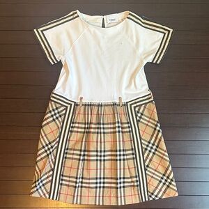Authentic Burberry White and Tan Plaid Dress